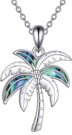 Palm Tree Necklace Sterling Silver Palm Tree Pendant Tree Jewelry for Women Birthday Gifts for Women