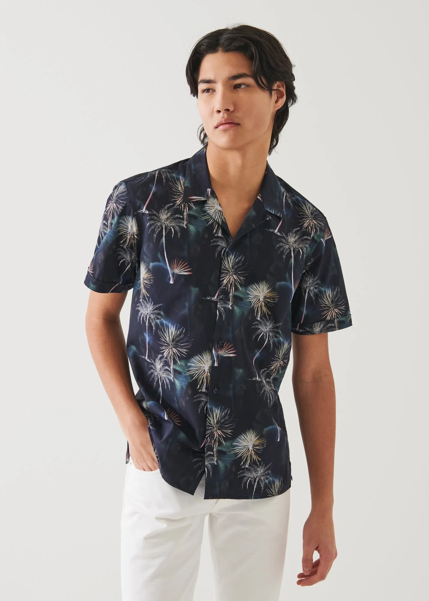 Palm Tree Print Cotton Shirt