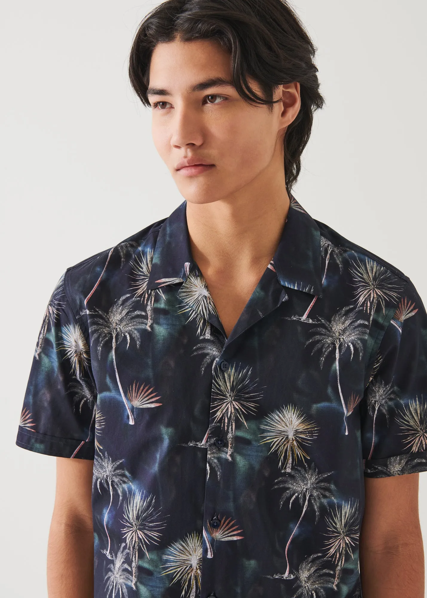 Palm Tree Print Cotton Shirt