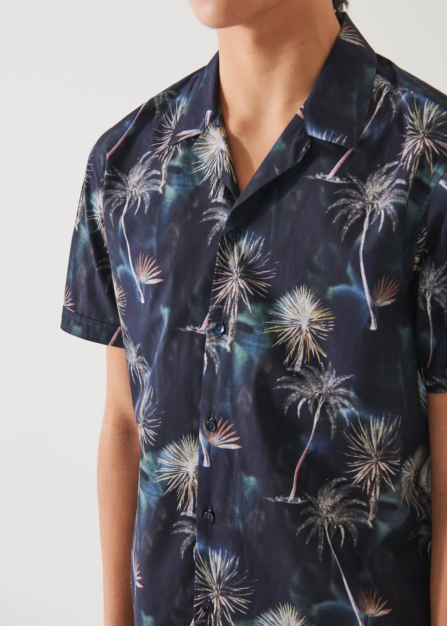 Palm Tree Print Cotton Shirt