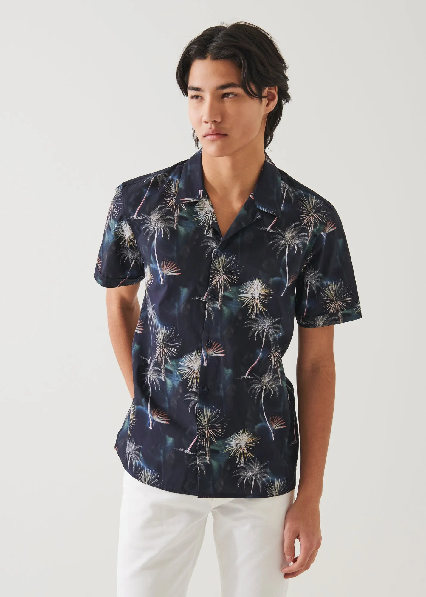 Palm Tree Print Cotton Shirt