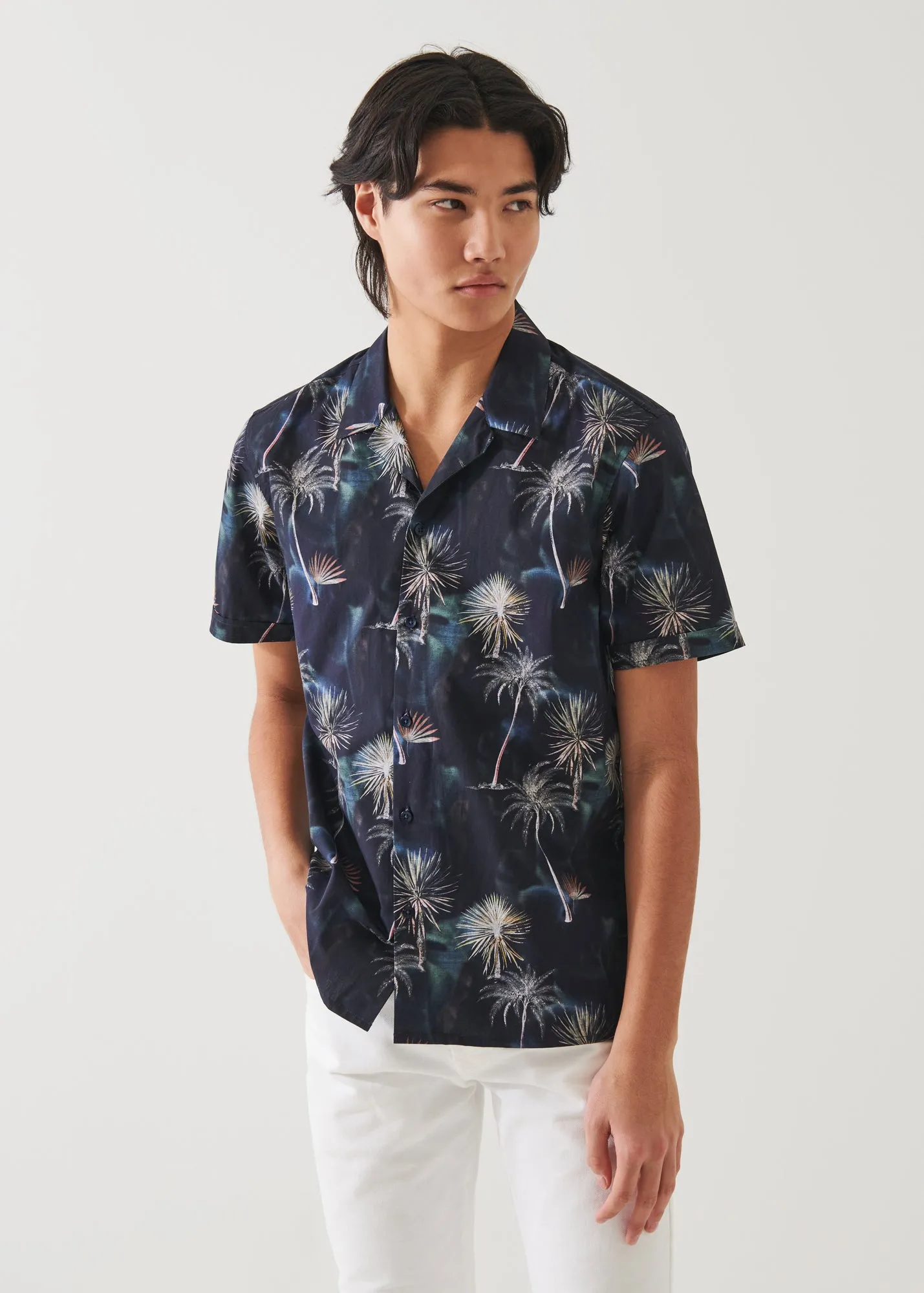 Palm Tree Print Cotton Shirt