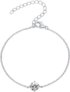 PAVOI 14K Gold Plated Cubic Zirconia Solitaire Diamond Bracelet | Bridesmaid Bracelets | Curb Cable Bracelets for Women