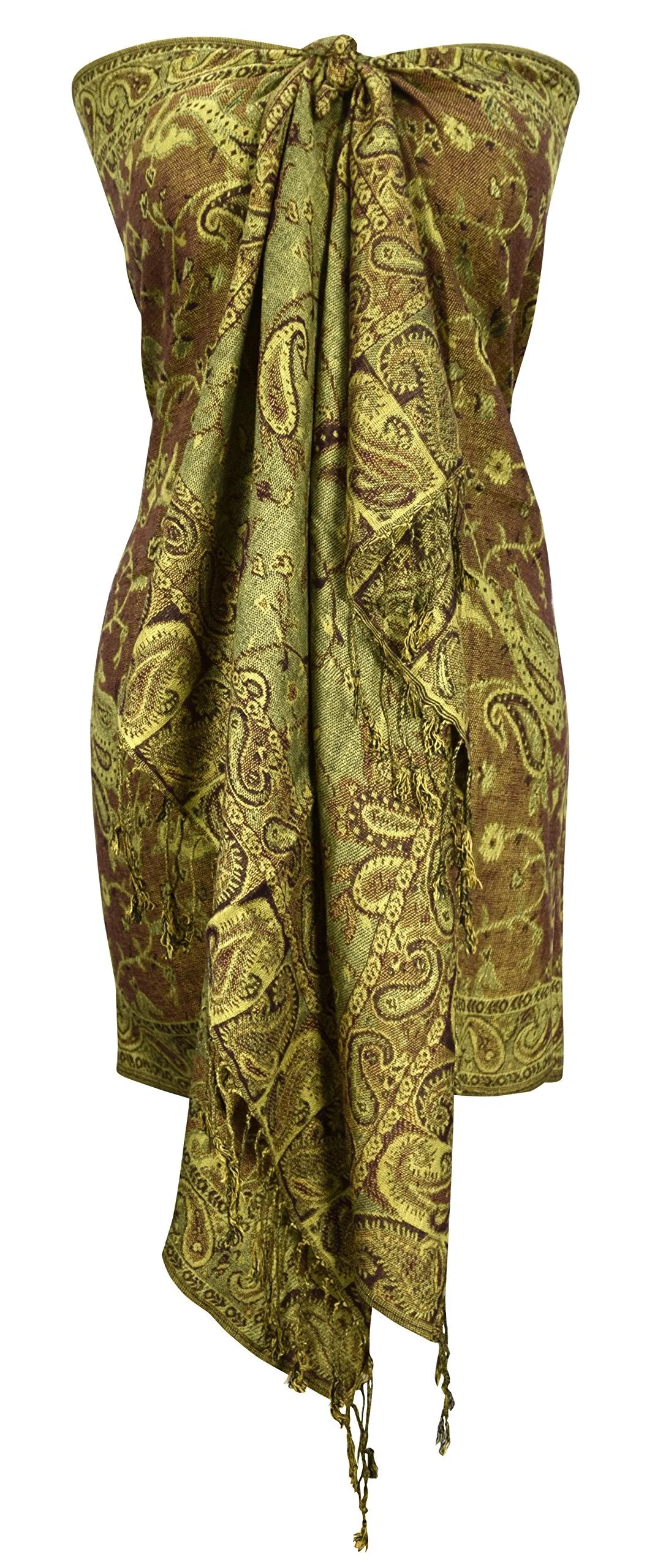Peach Couture Elegant Double Layer Reversible Paisley Pashmina Shawl Wrap Scarf