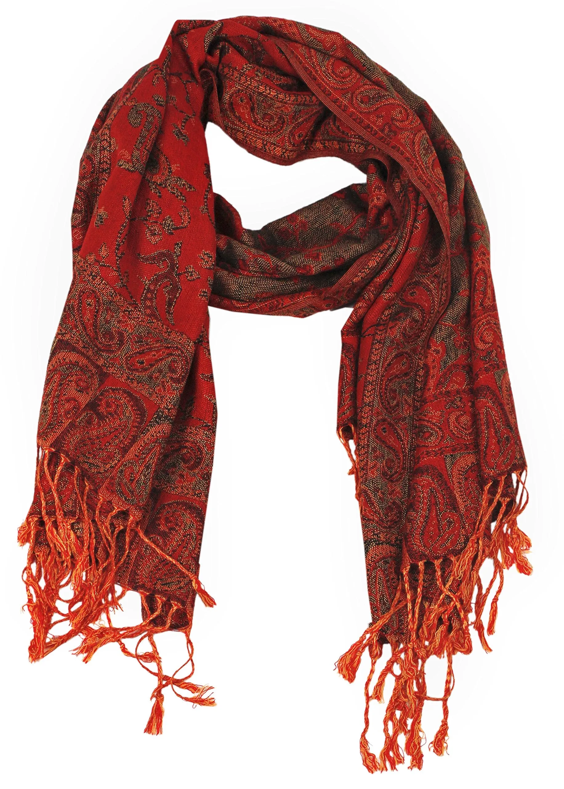 Peach Couture Elegant Double Layer Reversible Paisley Pashmina Shawl Wrap Scarf