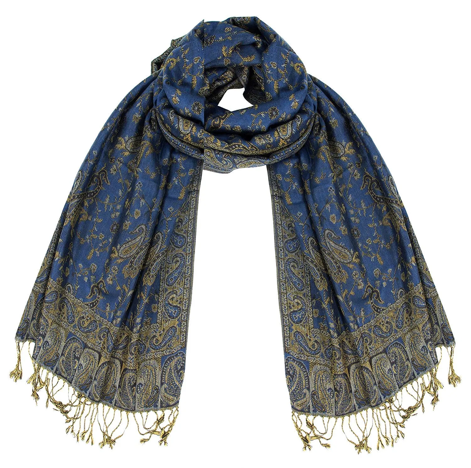 Peach Couture Elegant Double Layer Reversible Paisley Pashmina Shawl Wrap Scarf
