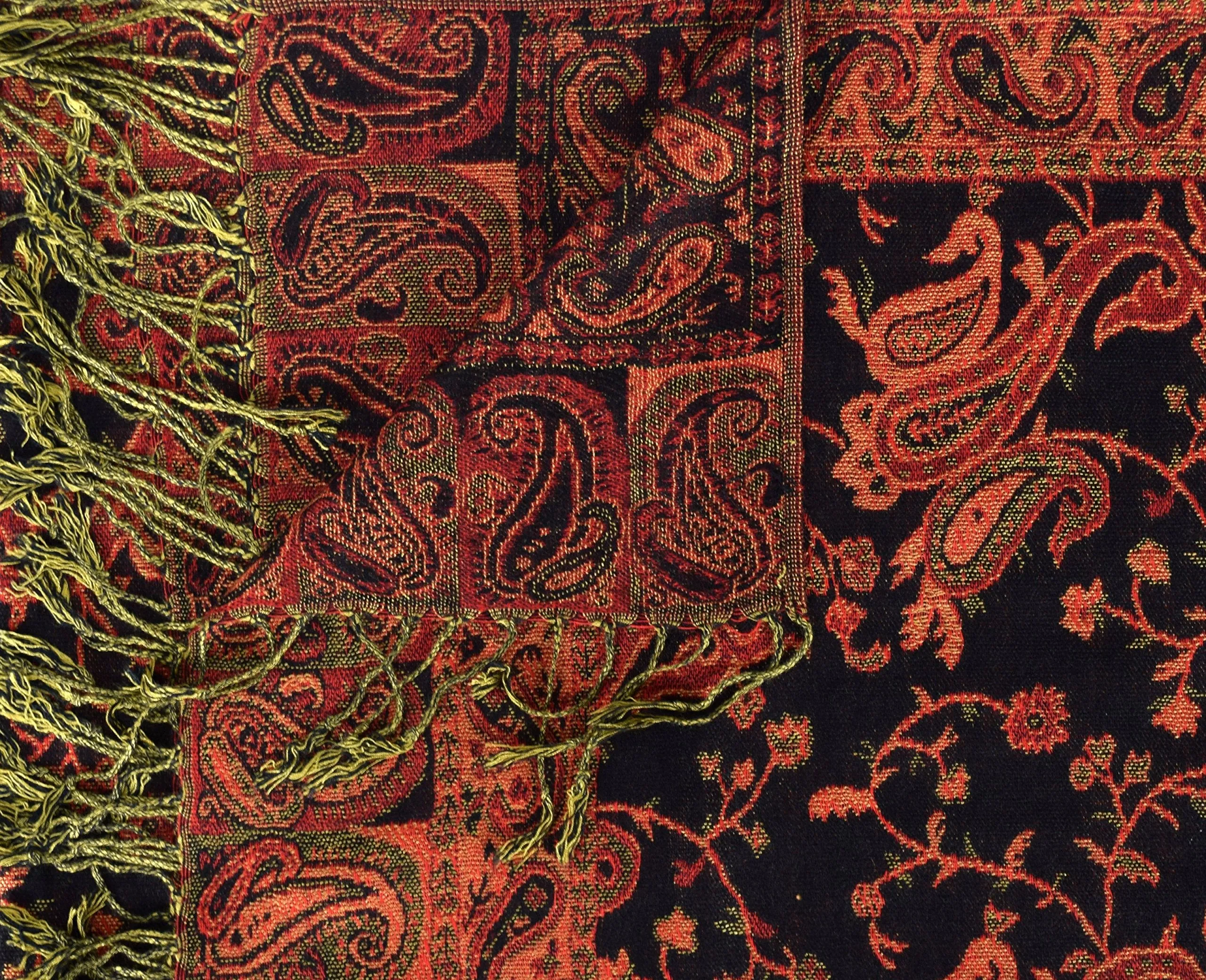 Peach Couture Elegant Double Layer Reversible Paisley Pashmina Shawl Wrap Scarf