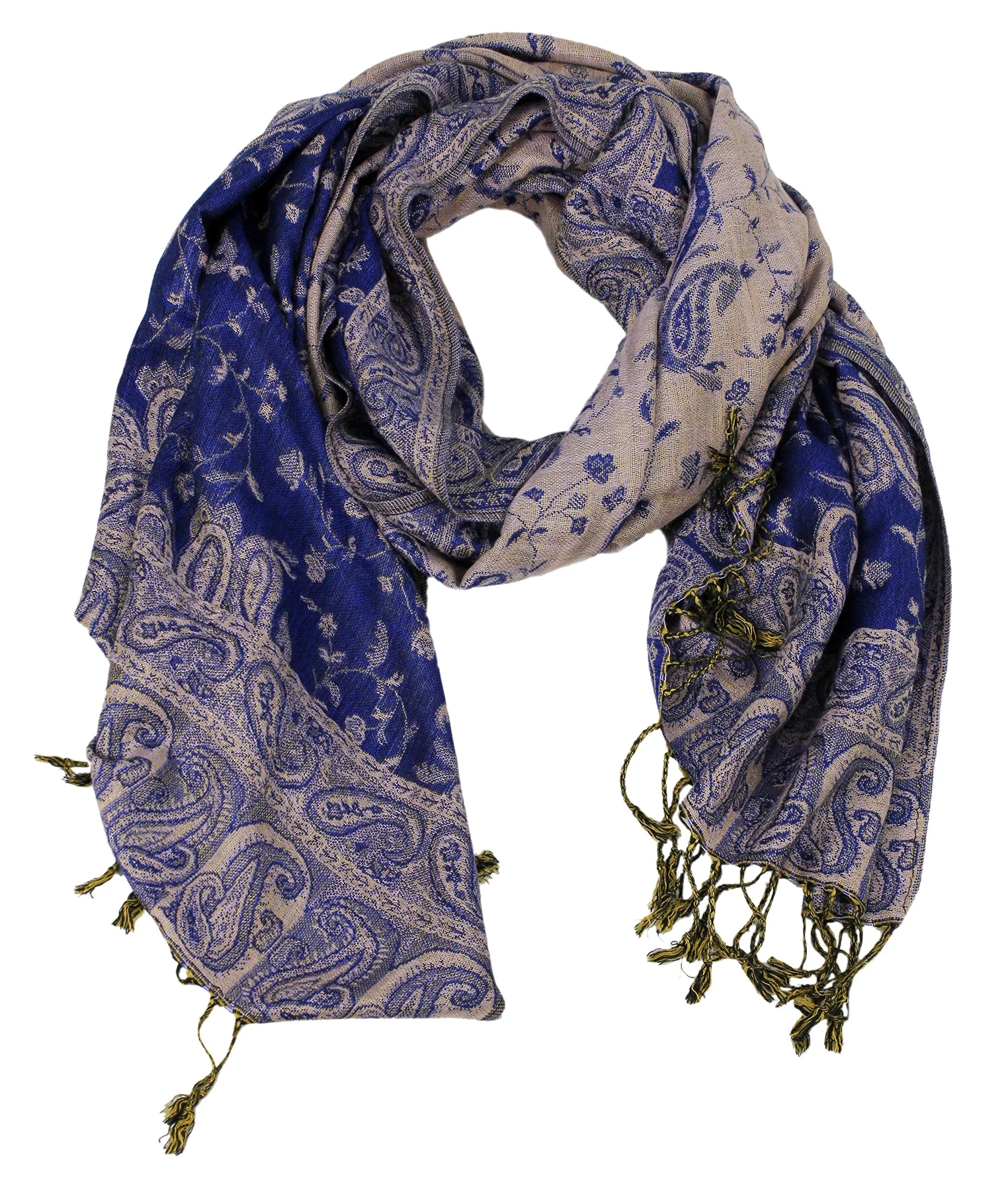Peach Couture Elegant Double Layer Reversible Paisley Pashmina Shawl Wrap Scarf