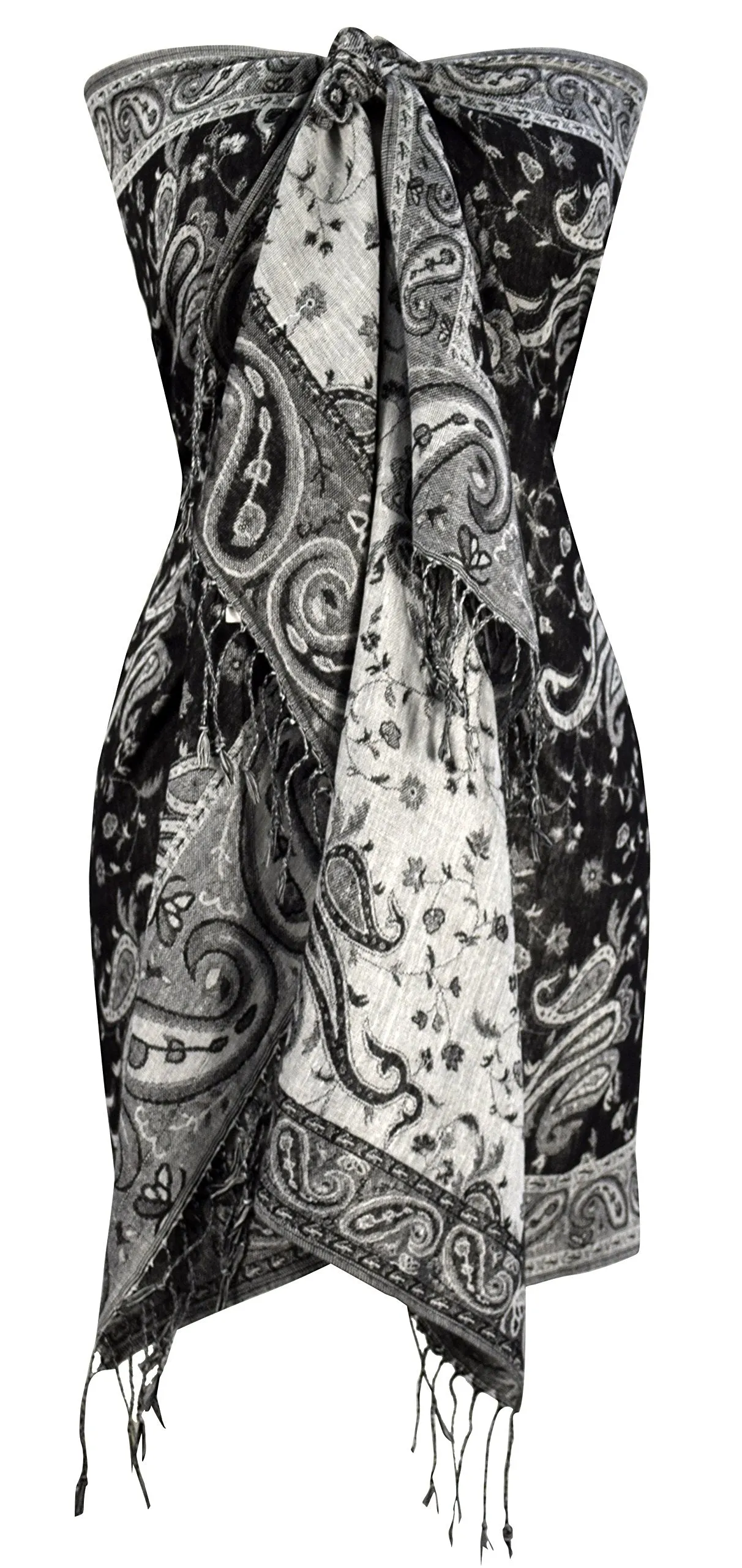 Peach Couture Elegant Double Layer Reversible Paisley Pashmina Shawl Wrap Scarf