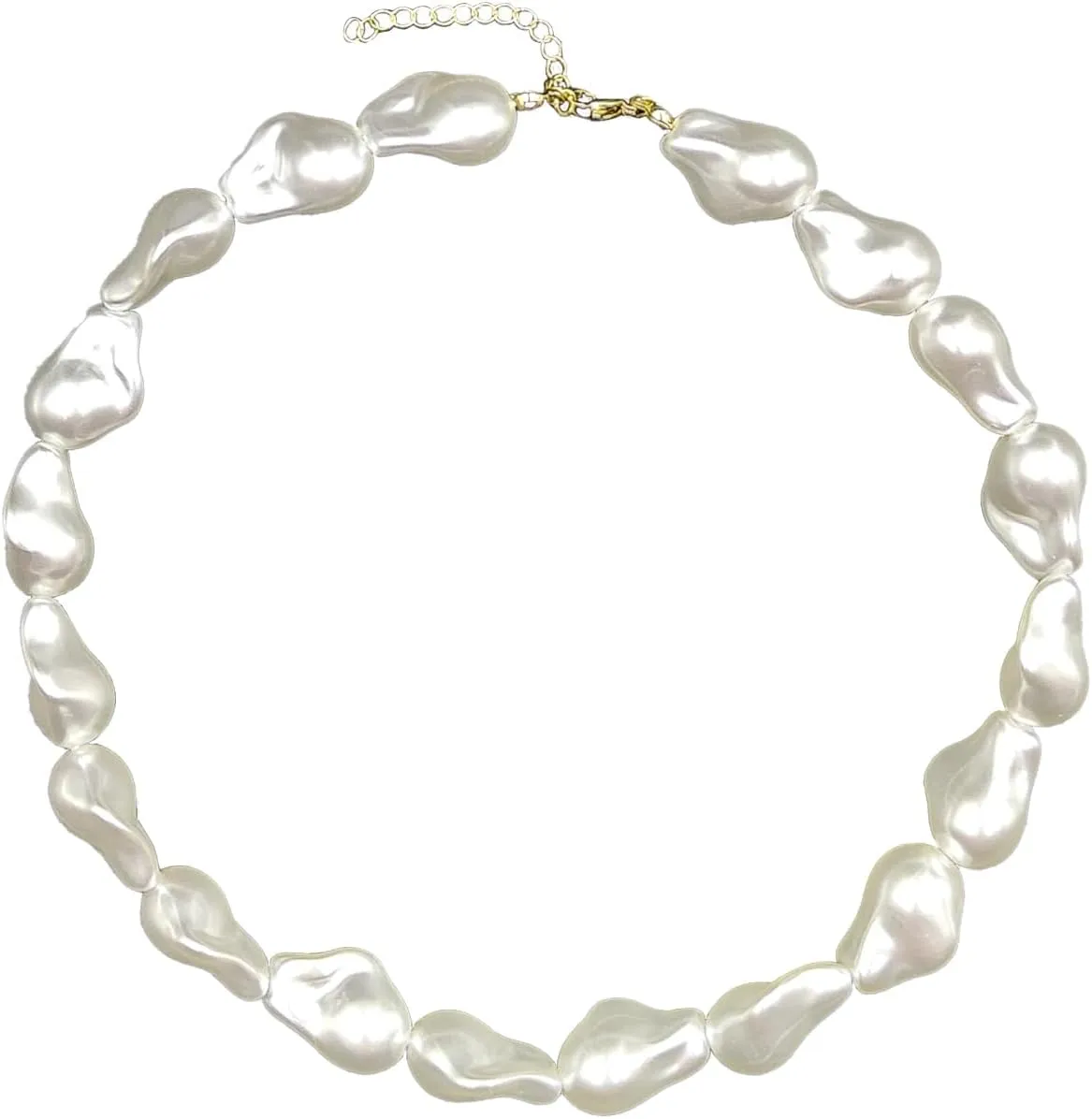 Pearl Necklaces for Women Chunky Pearl Choker Necklaces Baroque Pearl Necklace Dainty White Pearl Beaded Necklace Vintage Pearl Charm Choker Necklace Birthday Wedding Jewelry for Women