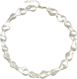 Pearl Necklaces for Women Chunky Pearl Choker Necklaces Baroque Pearl Necklace Dainty White Pearl Beaded Necklace Vintage Pearl Charm Choker Necklace Birthday Wedding Jewelry for Women