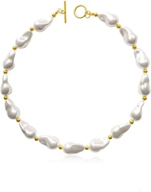Pearl Necklaces for Women Chunky Pearl Choker Necklaces Baroque Pearl Necklace Dainty White Pearl Beaded Necklace Vintage Pearl Charm Choker Necklace Birthday Wedding Jewelry for Women