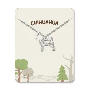 Personalized Chihuahua Dog Pet Portrait Necklace Custom Dog Name Necklace Handmade Pet Memorial Jewelry Gift for Animal Lover Dog Mom