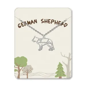 Personalized German Shepherd Dog Pet Portrait Necklace Custom Dog Name Necklace Handmade Pet Memorial Jewelry Gift for Animal Lover Dog Mom