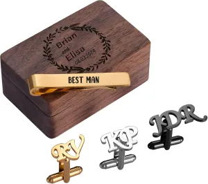 Personalized Initial Cufflinks for Men - Custom Engraved A-Z Alphabet Letter Cufflinks - Gift for Men Dad Husband Birthday Wedding Groom Anniversary