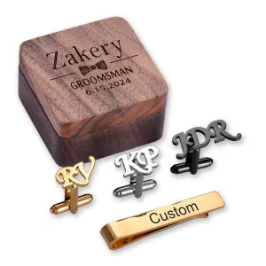 Personalized initial monogram cufflinks for men gift,Custom father of bride wedding groom groomsman for dad husband cufflinks gift (Initial)