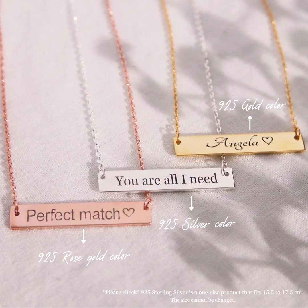 Personalized Name Bar Necklace 16K Gold Silver Rose Gold Plated Dainty Diamond Machine Engraving Bridesmaid Best Graduation Day Gift