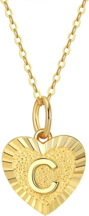 PINKPIN S925 Sterling Silver Heart Initial Necklace 14K Gold Plated Heart Necklace Dainty Letter Tiny Alphabet Necklace for Women Men