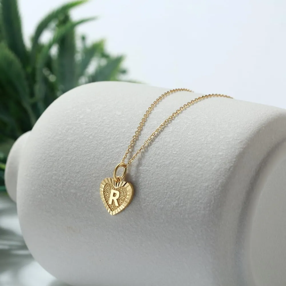 PINKPIN S925 Sterling Silver Heart Initial Necklace 14K Gold Plated Heart Necklace Dainty Letter Tiny Alphabet Necklace for Women Men