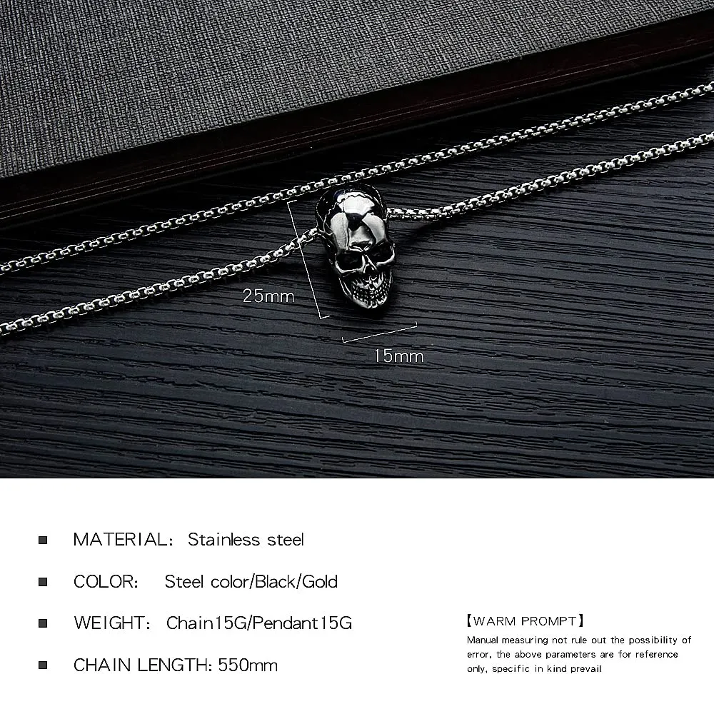 Pirate Necklace Skull Necklace for Men Stainless Steel Necklace Skull Jewelry for Men Gothic Necklaces Pirate Skeleton Halloween Gifts for Man Boys Headphone