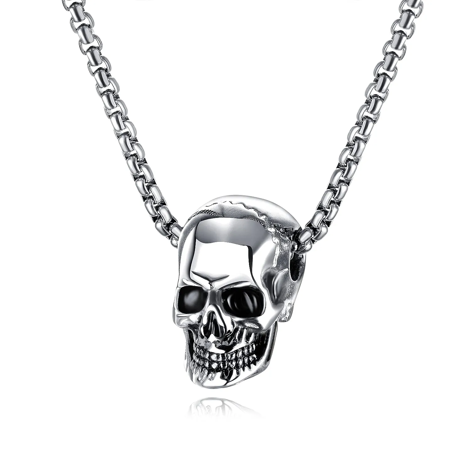 Pirate Necklace Skull Necklace for Men Stainless Steel Necklace Skull Jewelry for Men Gothic Necklaces Pirate Skeleton Halloween Gifts for Man Boys Headphone