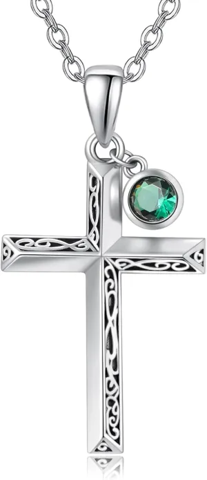 PRAYMOS Cross Necklace for Women Men 925 Sterling Silver Simple Dainty Cross Necklace Women Christian Religious Jewelry Gifts
