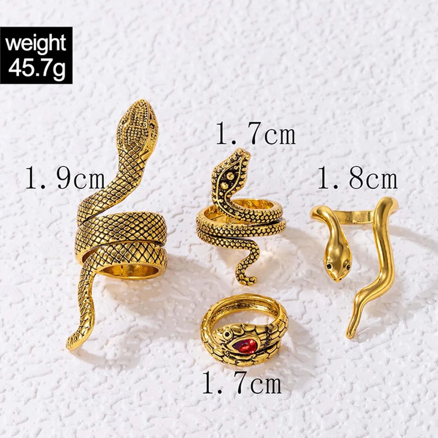 Punk Snake Rings Set Stackable Serpent Reptile Knuckle Rings Gothic Index Midi Cuff Finger Rings Crystal Cobra Animal Statement Rings Cool Halloween Jewelry for Women Men