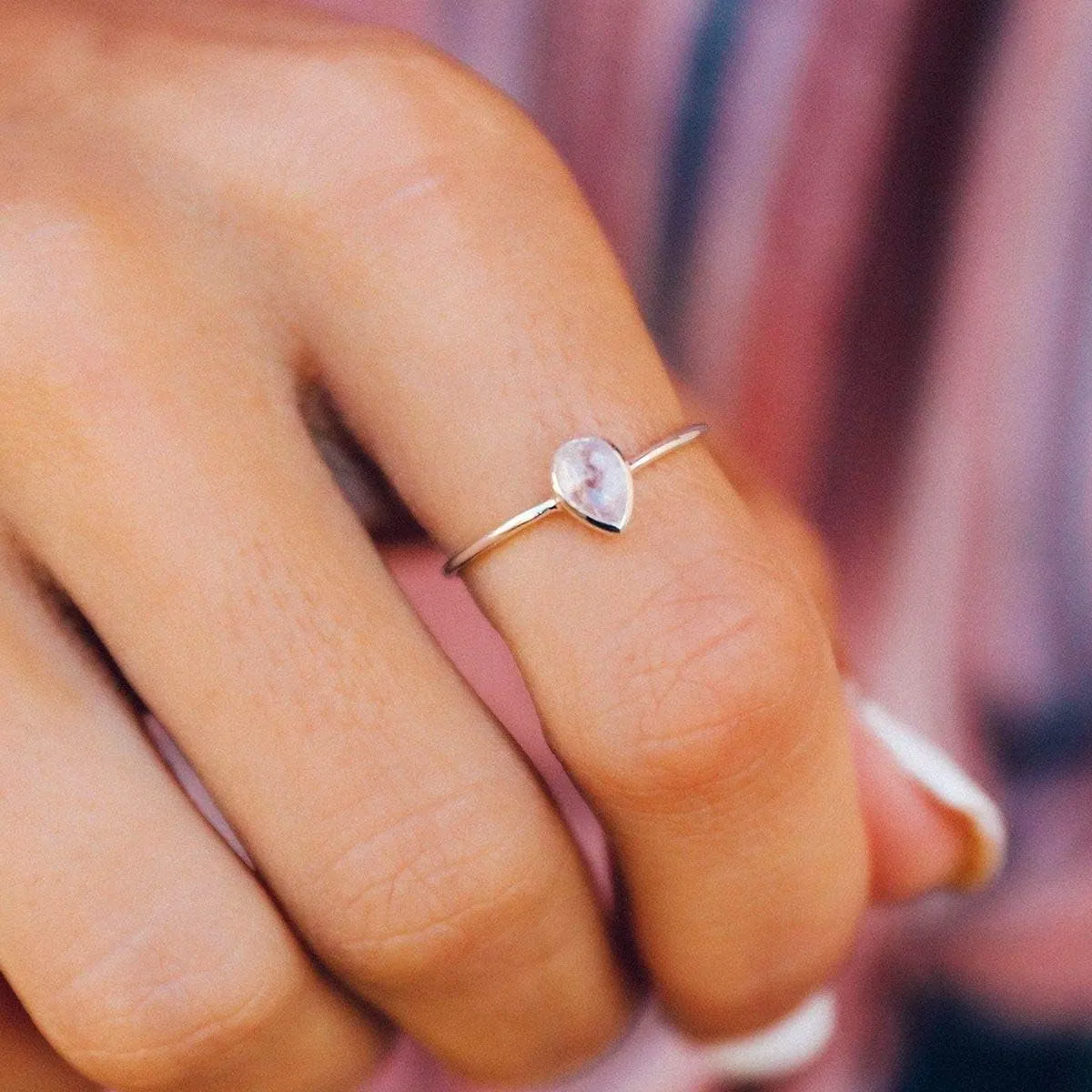 Pura Vida Silver Teardrop Moonstone Ring .925 Sterling Silver Ring, 5-9