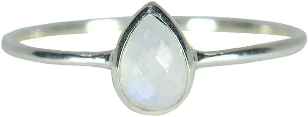 Pura Vida Silver Teardrop Moonstone Ring .925 Sterling Silver Ring, 5-9