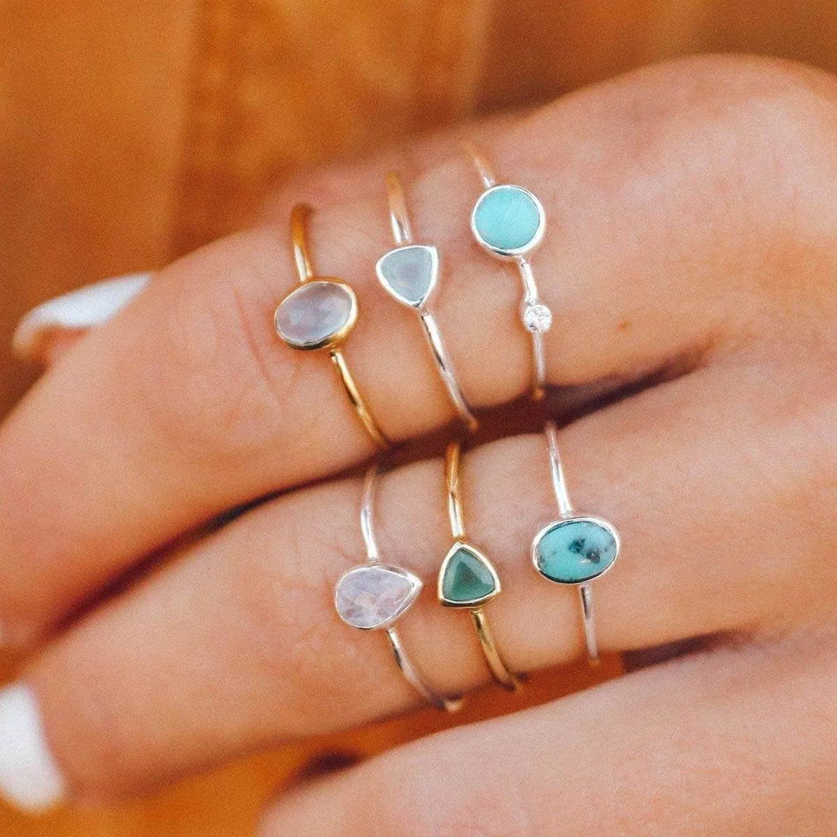 Pura Vida Silver Teardrop Moonstone Ring .925 Sterling Silver Ring, 5-9
