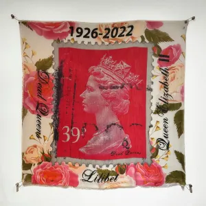 Queen Elizabeth II Floral Stamp Silk Modal Scarf