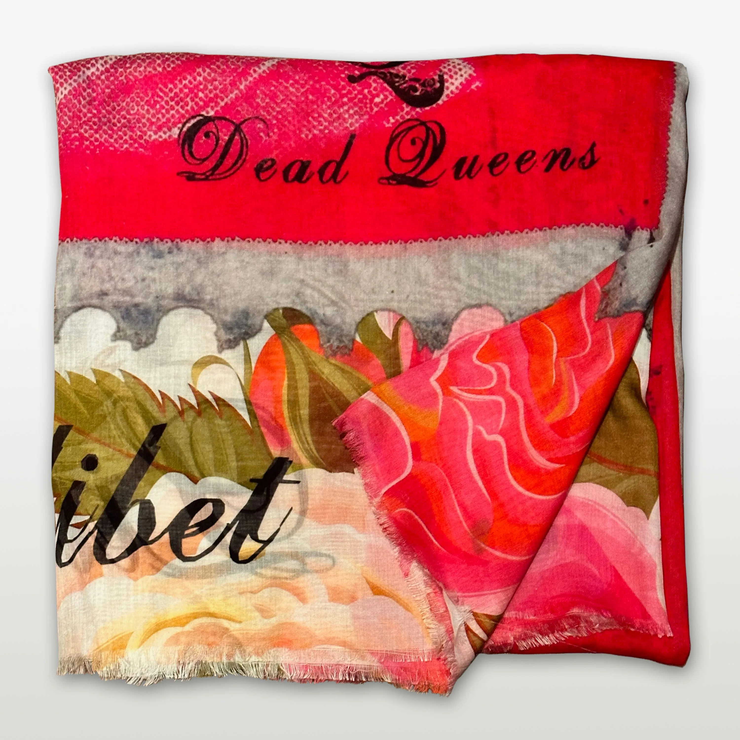Queen Elizabeth II Floral Stamp Silk Modal Scarf