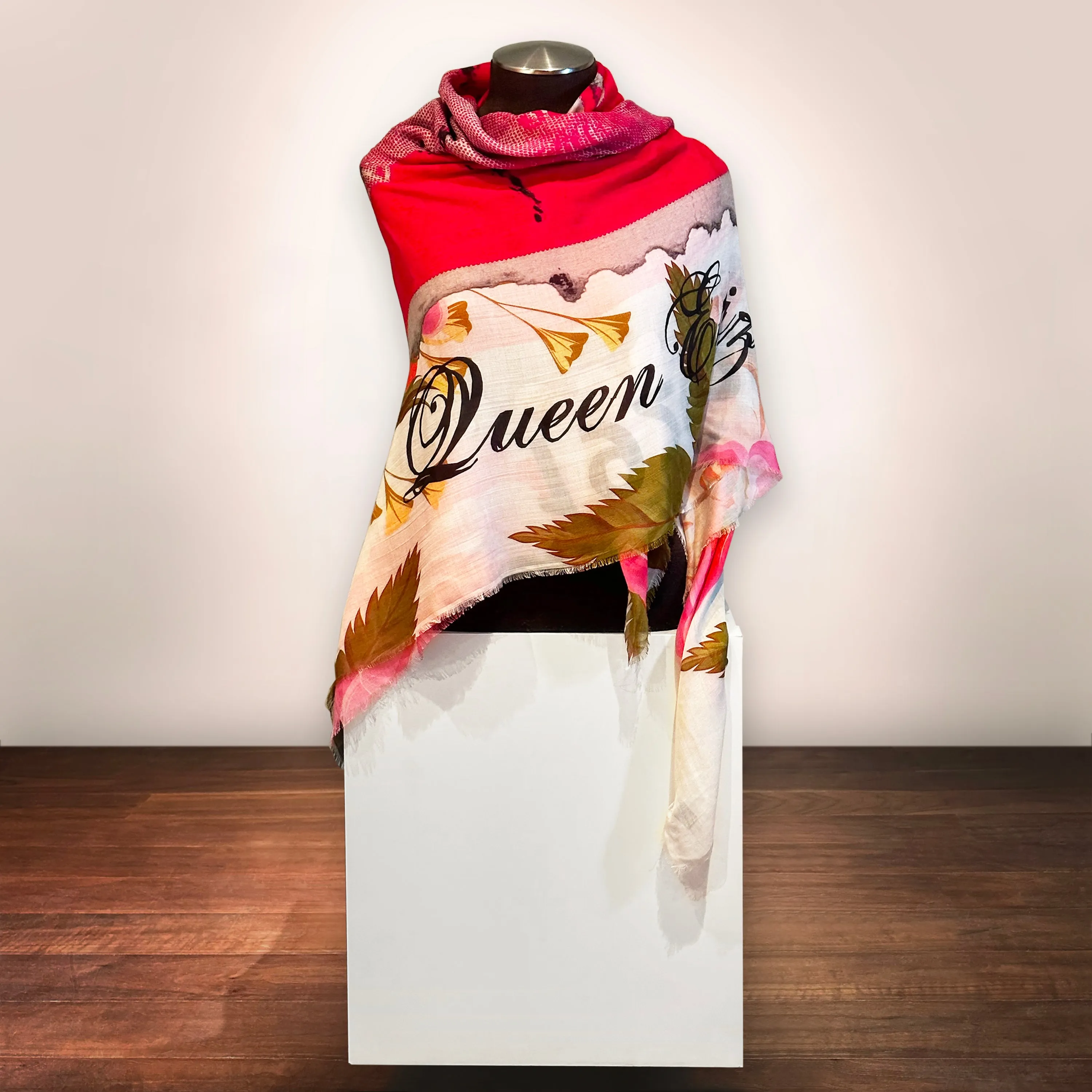 Queen Elizabeth II Floral Stamp Silk Modal Scarf