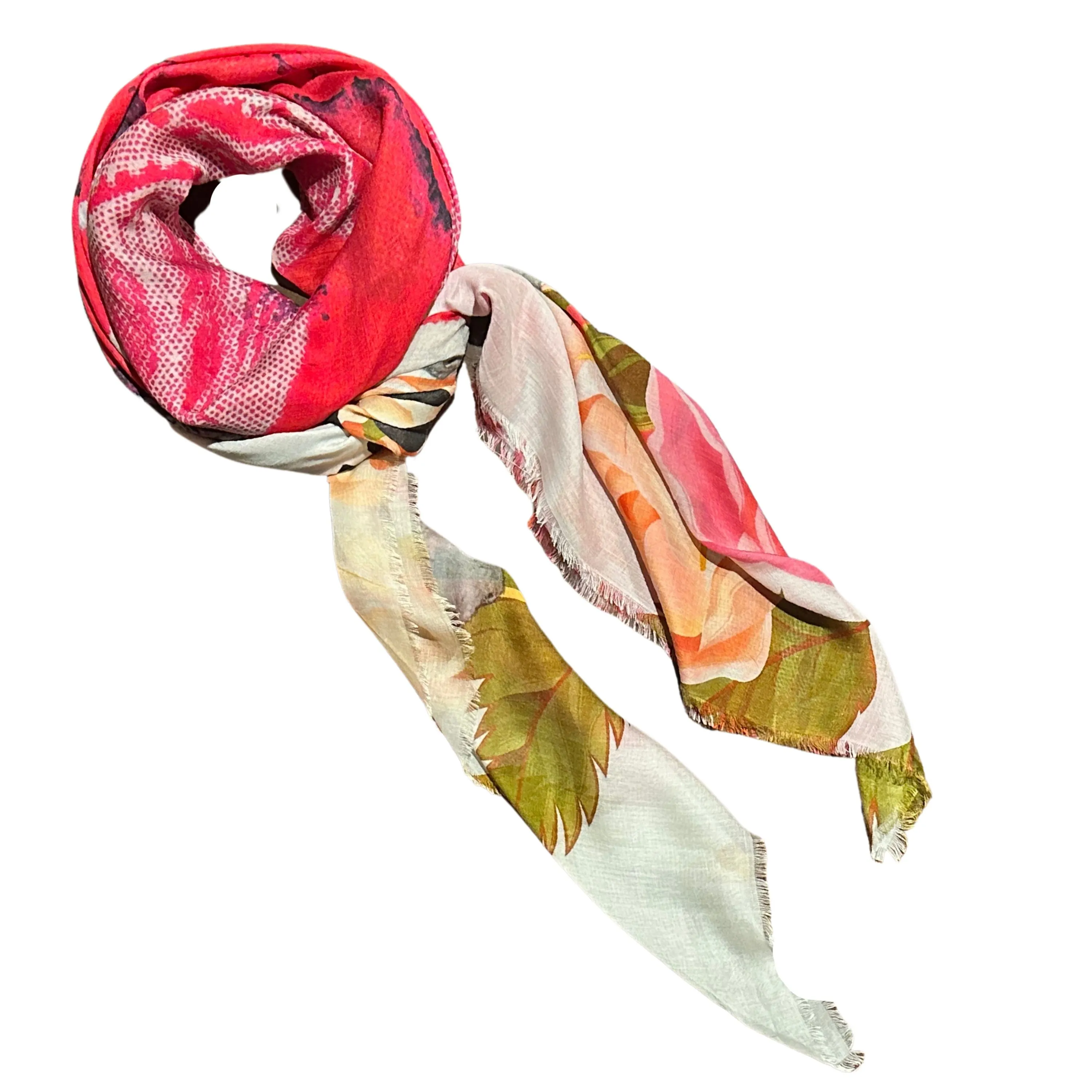 Queen Elizabeth II Floral Stamp Silk Modal Scarf