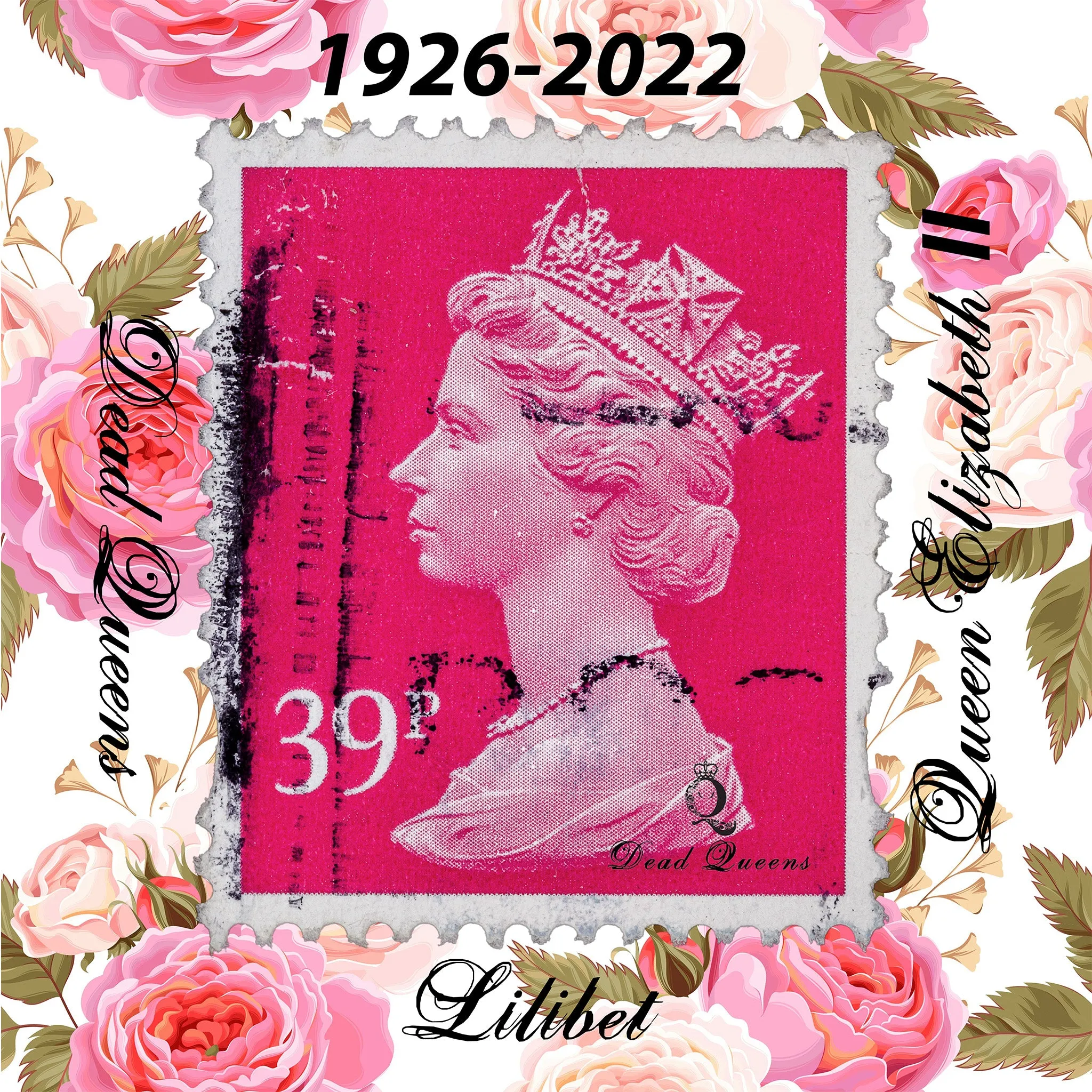Queen Elizabeth II Floral Stamp Silk Modal Scarf