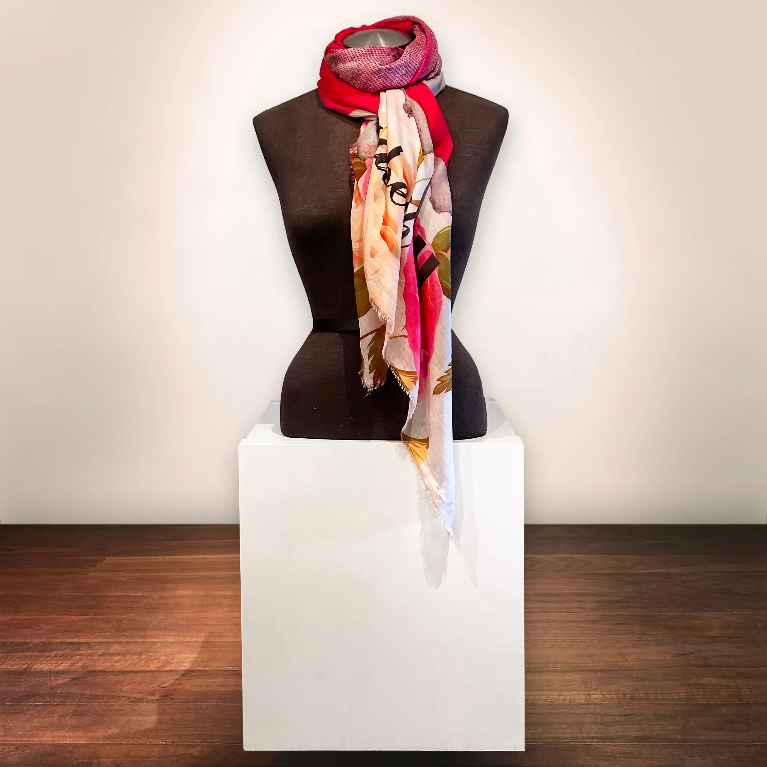 Queen Elizabeth II Floral Stamp Silk Modal Scarf