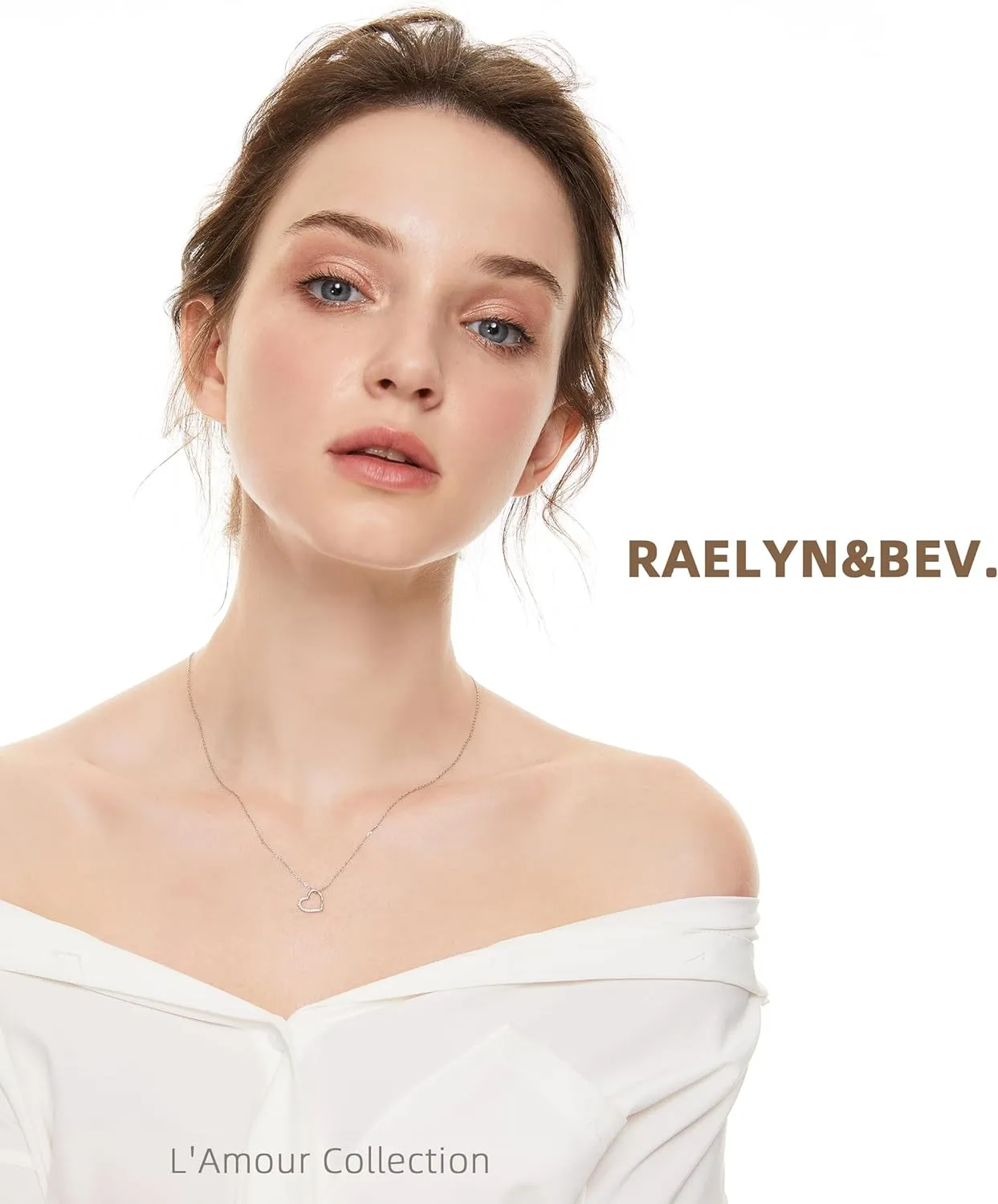 Raelyn&Bev. L'Amour Collection Jewelery,Heart Pendant Necklace,Choker Necklaces For Women, Girls with Polishing Cloth and Velvet Drawstring Bag