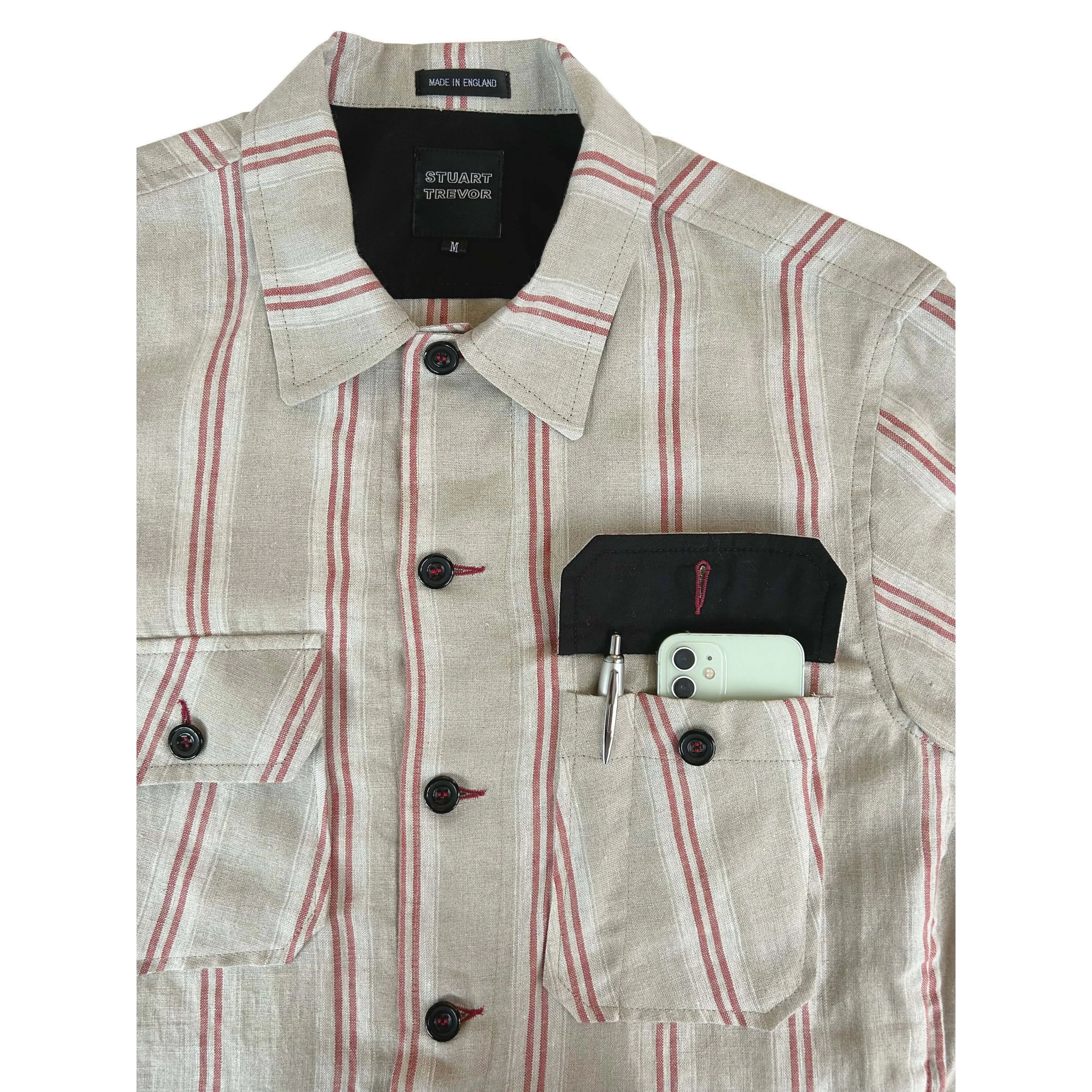 Red Stripe Linen Workshirt