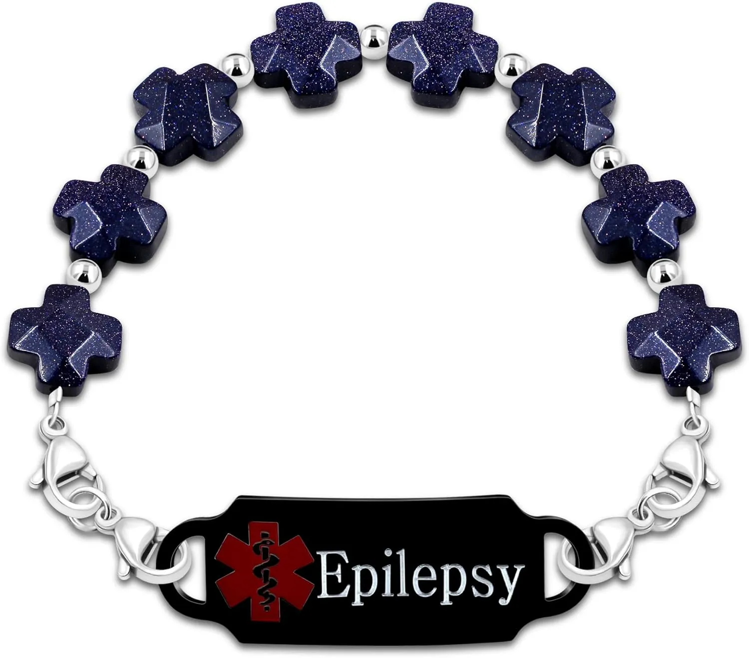Religious Medical Alert Bracelet, Stainless Steel Engraved Health Warning Jewelry, Adjustable Emergency ID Bracelet with Replaceable Plate, Waterproof Low-Allergy Design for Men and Women
