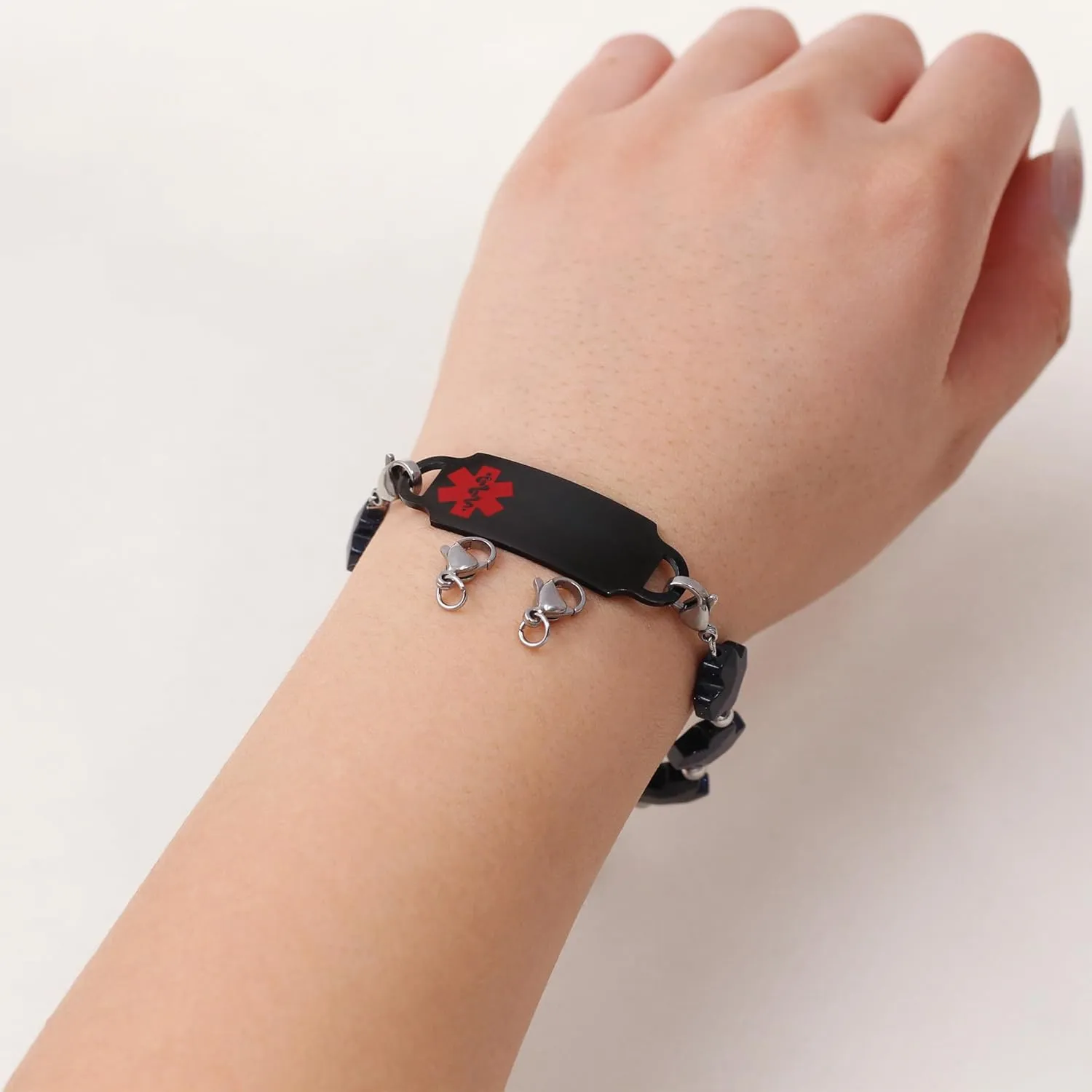 Religious Medical Alert Bracelet, Stainless Steel Engraved Health Warning Jewelry, Adjustable Emergency ID Bracelet with Replaceable Plate, Waterproof Low-Allergy Design for Men and Women