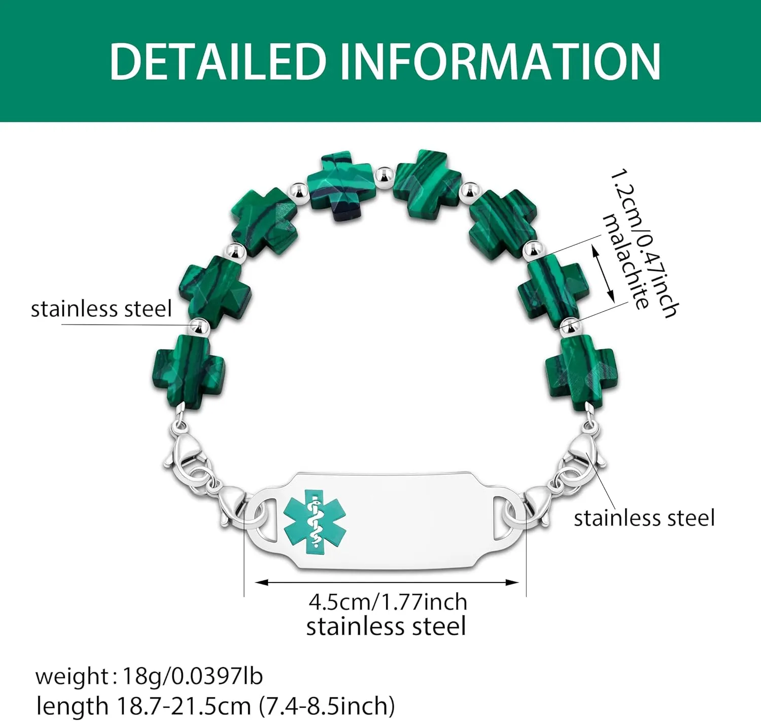 Religious Medical Alert Bracelet, Stainless Steel Engraved Health Warning Jewelry, Adjustable Emergency ID Bracelet with Replaceable Plate, Waterproof Low-Allergy Design for Men and Women