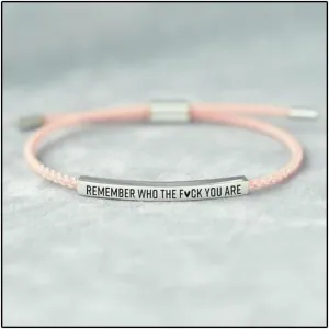 Remember Who The F You Are Tube Bracelet For Women Men, 18k Gold Handmade Trendy Charms Adjustable Stainless Steel inspirational Bangle Bracelet for Teen Girls Cool Jewelry Gifts