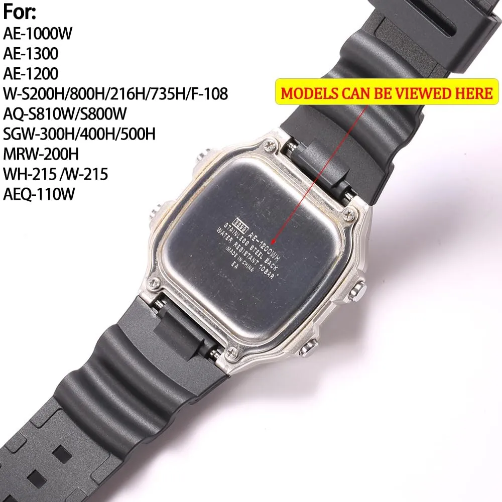 Resin Replacement Watchband Compatible with Casio F-108 AE1000W AE1200 W735H W218H W800H Mens Womens Strap 18mm Watch Accessories