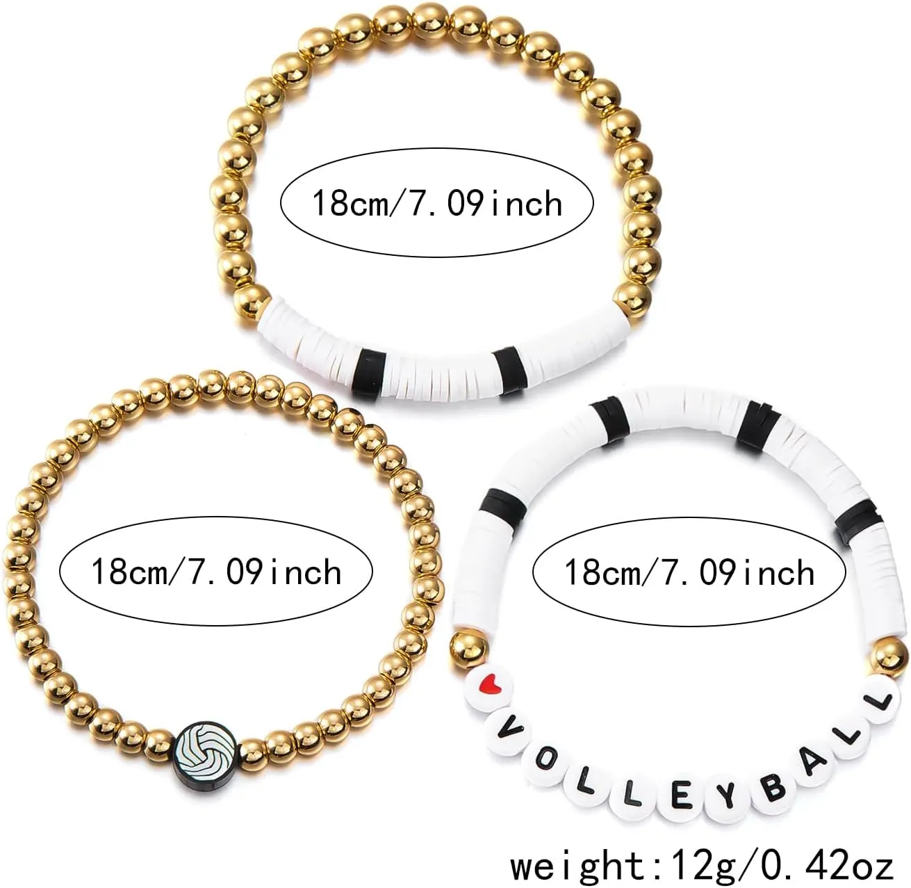 RINHOO Football Baseball Soccer Heishi Clay Beaded Bracelets Stackable Stretch Sports Theme Charm Bracelets for Women Game Day Jewelry Gifts