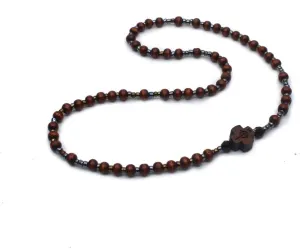 Rosary 59 Wooden Beads Catholic Cross in Wood Necklace Rosary Crucifix Accessories for The Church of Christ in Prayer, 18cm, Wood