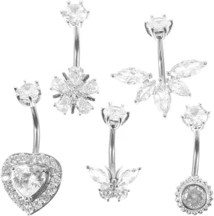 SAFIGLE Belly Rings for Women Belly Button Ring Jewelry Short Belly Button Ring Cubic Zirconia Fashion Navel Rings