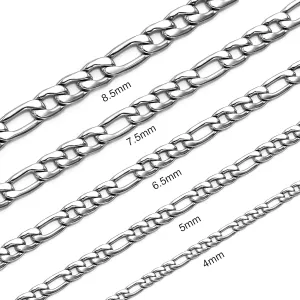 SANNYRA Figaro Chain for Men, Mens Chains Necklaces, Stainless Steel 2-8.5mm 12-36inches 18K Gold Plated Silver Plated Necklace for Women