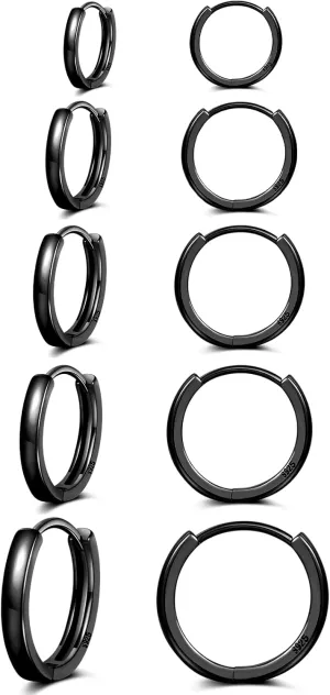 Senteria 925 Sterling Silver Plated Hoop Earring 5 Pairs Small Silver Hoop Earrings Hypoallergenic Silver Hoop Earring for Women Cartilage Sleepers Huggie Earrings Sets 8/10/12/14/16mm