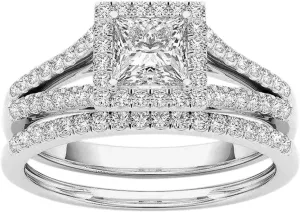 Set Rings for Women Gold-Plated Couple Classic Ring Zircon Jewelry Rings Inlaid Rings (Silver, 10)