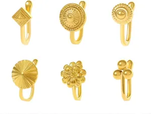 Sither 6 pieces Nose Rings Cuff Set for Women and Men Vintage Faux Nose Rings Clip Non Piercing Fake Nose Rings Pack Body Piercing Halloween Jewelry for Gift (gold)